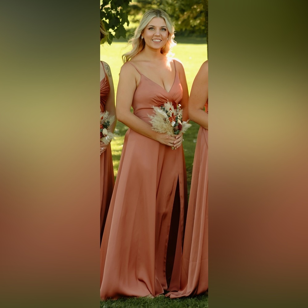 Azazie Cedar Rose Stretch Satin Bridesmaid Dress